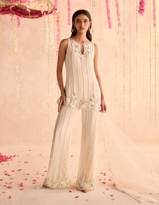Ivory embellished short kurta set