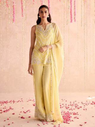 Lemon yellow embellished kurta set