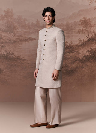 Firoza Ice Gray Sherwani Set