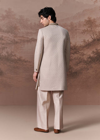Firoza Ice Gray Sherwani Set