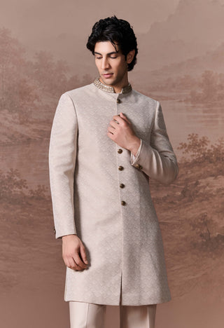 Firoza Ice Gray Sherwani Set