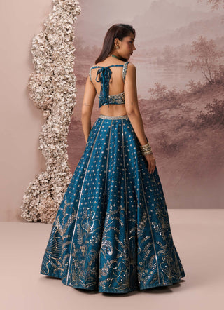 Teal blue elara lehenga set