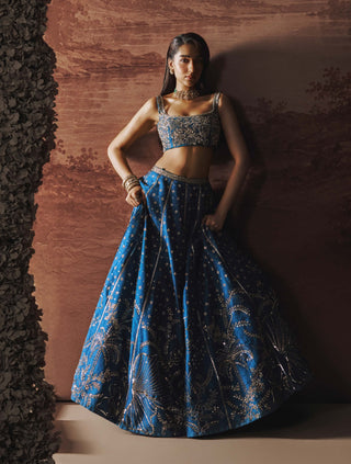 Teal blue elara lehenga set