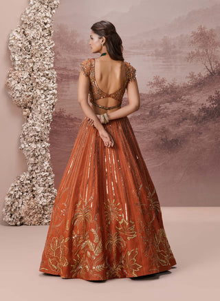 Rust gulnaar lehenga set