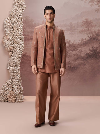 Noorani Rust Copper Jacket Set