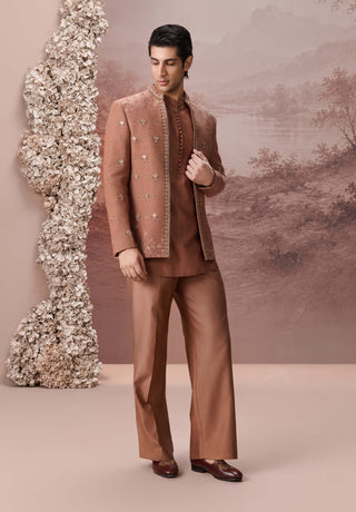Noorani Rust Copper Jacket Set