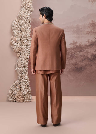 Noorani Rust Copper Jacket Set