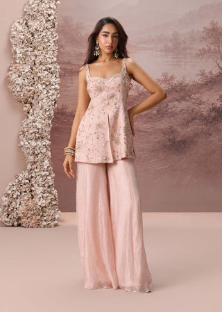 Pink flora sharara set