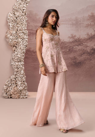 Pink flora sharara set