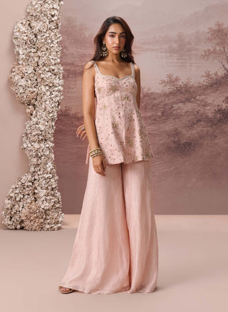 Pink flora sharara set
