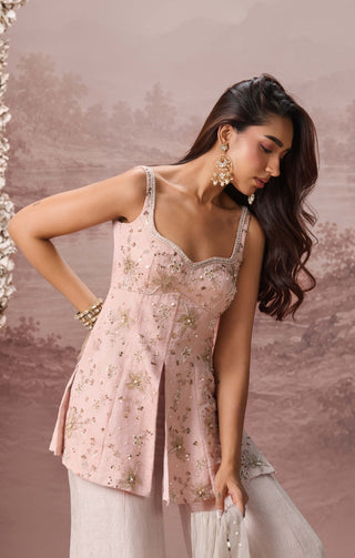 Pink flora sharara set