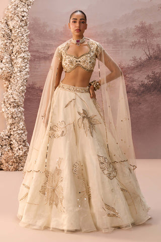Off-white gold elaria lehenga set