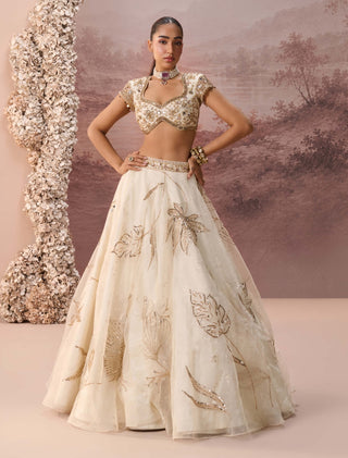 Off-white gold elaria lehenga set