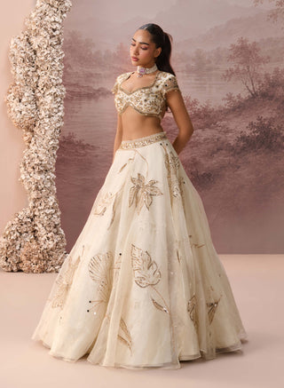 Off-white gold elaria lehenga set