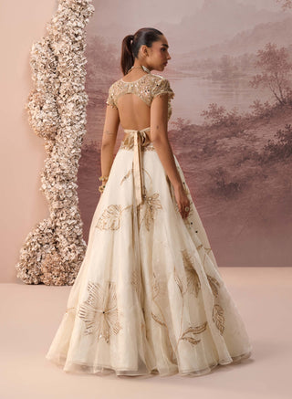 Off-white gold elaria lehenga set