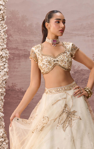 Off-white gold elaria lehenga set