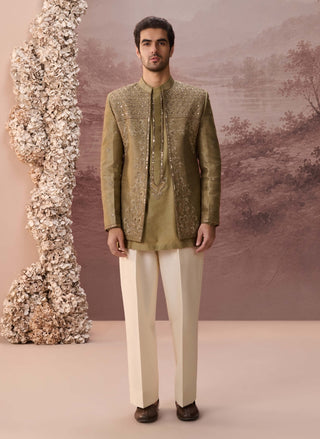 Nilofar Olive Green Jacket Set