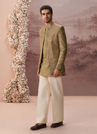 Nilofar Olive Green Jacket Set