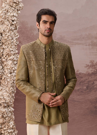 Nilofar Olive Green Jacket Set