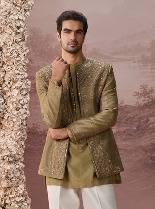 Nilofar Olive Green Jacket Set