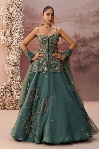 Deep green serathine lehenga set