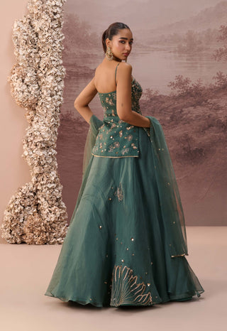 Deep green serathine lehenga set