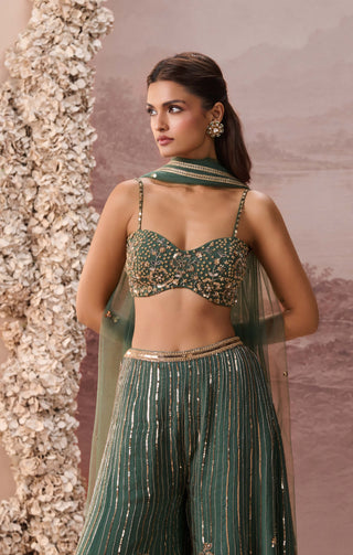 Deep green ruh sharara set