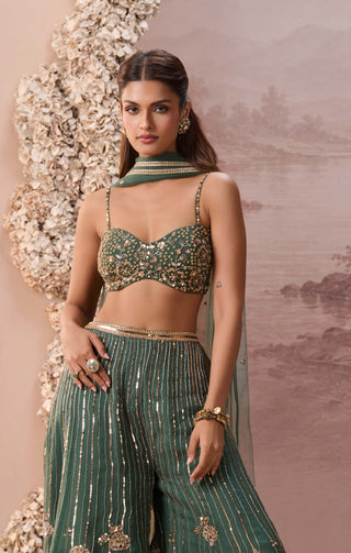 Deep green ruh sharara set