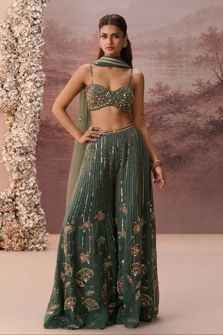Deep green ruh sharara set