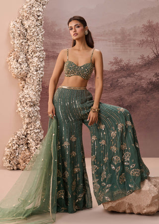 Deep green ruh sharara set
