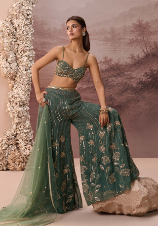 Deep green ruh sharara set
