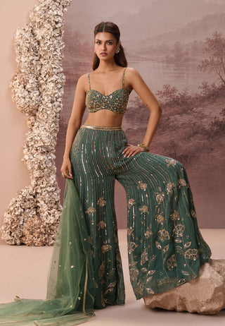 Deep green ruh sharara set