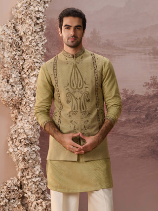 Zeeshan Green Nehru Jacket Set