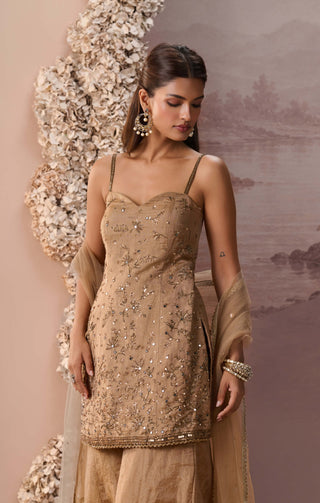 Golden sunehri sharara set