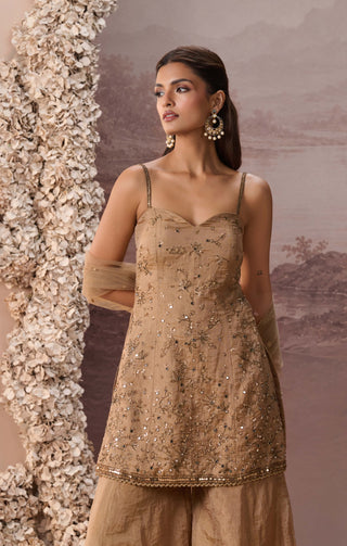 Golden sunehri sharara set