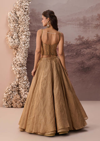 Golden tabeer lehenga set