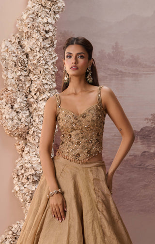 Golden tabeer lehenga set