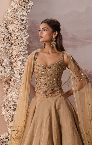 Golden tabeer lehenga set