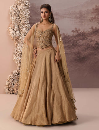 Golden tabeer lehenga set