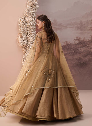 Golden tabeer lehenga set