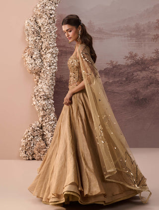 Golden tabeer lehenga set