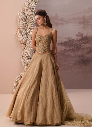 Golden tabeer lehenga set