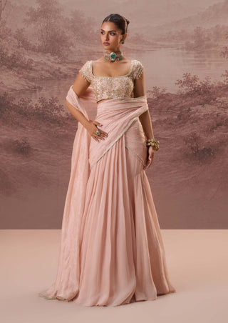 Pink pankhuri drape sari and blouse