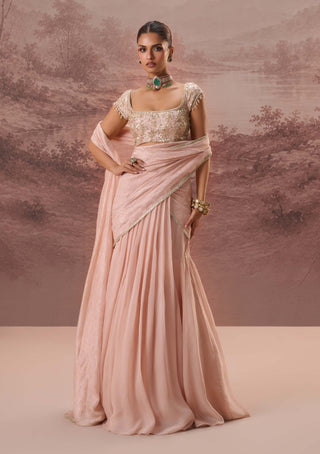 Pink pankhuri drape sari and blouse