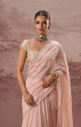 Pink pankhuri drape sari and blouse