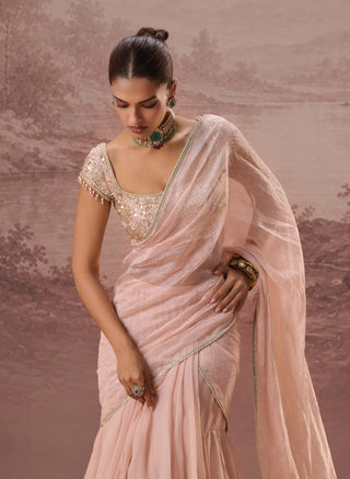 Pink pankhuri drape sari and blouse