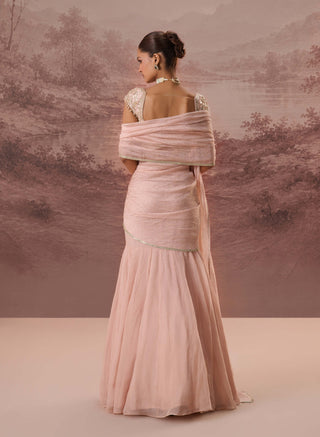 Pink pankhuri drape sari and blouse