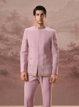 Farha Pink Bandhgala WIth Trousers