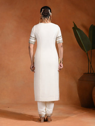 Ivory acrine chanderi kurta and pants