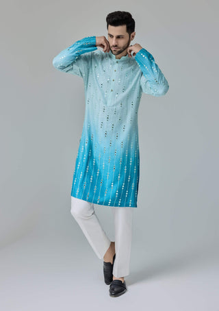 Blue white ombre kurta and pants
